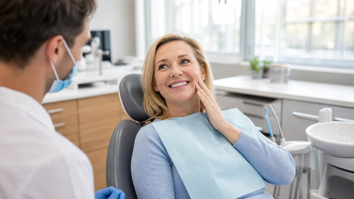 Patient smiling with relief after root canal treatment at Sunrays Smiles Dental Care in Winter Springs, FL